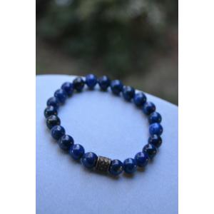 STONEAGE Lacivert Renk Lapis Lazuli Doğal Taş Unisex Bileklik Hem Kadın Hem Erkek Kullanabilir